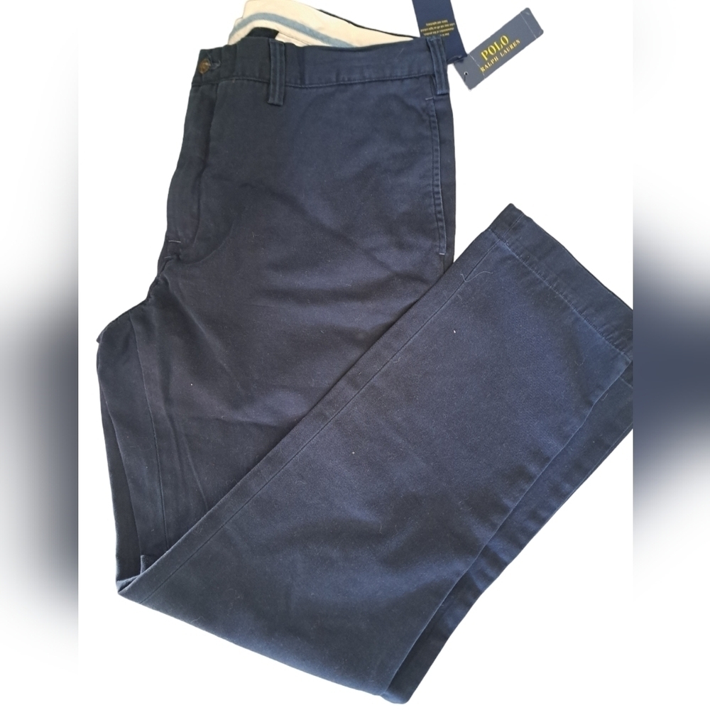 RALPH LAUREN  POLO Bedford Chino Slim fit navy blue altered pants 38/30 COTTON